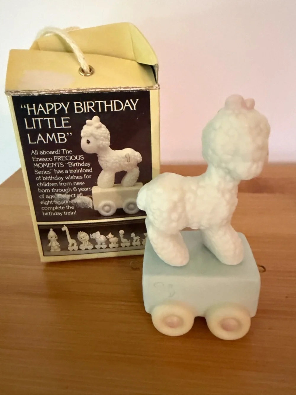 Enesco Precious Moments Happy Birthday Little Lamb Age 1 Train Figurine. 1985
